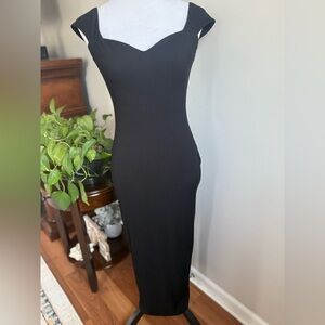 Poem Crown, Elegant Black Sweetheart Neckline Bodycon Dress